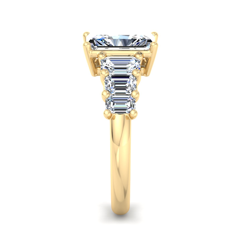 Yellow Gold Emerald Opera (1-3/8ctw) & 2ct Radiant Lab Grown Diamond Center