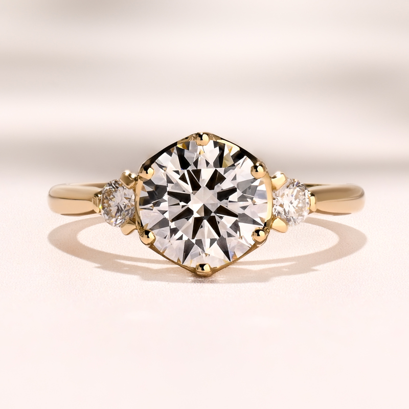 Yellow Gold Nellie Deco 2ct Round Center