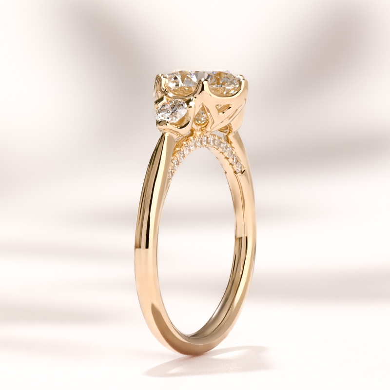 Yellow Gold Nellie Deco 2ct Round Center