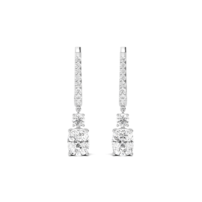 White Gold Luxury Cushion & Round Lab Grown Diamond Drop (4 3/4ctw)