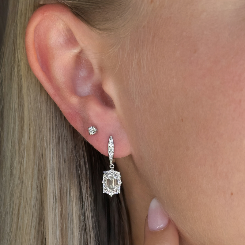 Rose Gold Orchid Emerald Halo Lab Grown Diamond Drop (2-1/2ctw)
