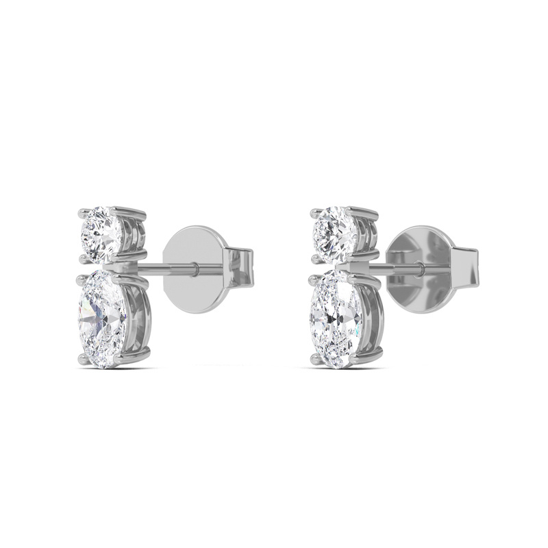 White Gold Oval & Round Lab Grown Diamond Earrings (1 1/2ctw)