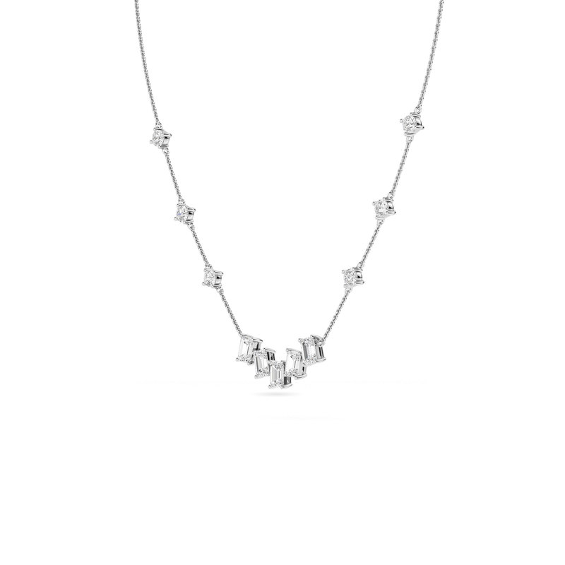 White Gold Emerald Love Lab Grown Diamond Necklace (2ctw)