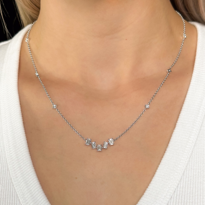Rose Gold Emerald Love Lab Grown Diamond Necklace (2ctw)