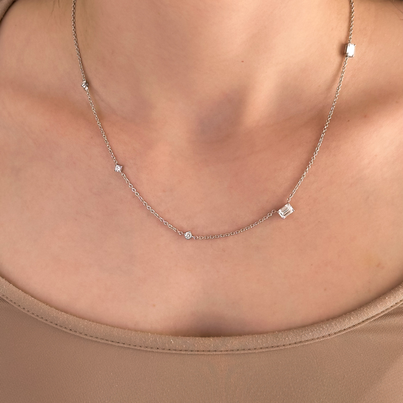Rose Gold Emerald Strand Lab Grown Diamond Necklace (1 1/2ctw)