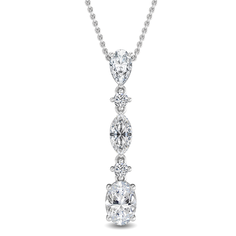 White Gold Multi Shaped Lab Grown Diamond Drop (1 5/8ctw)