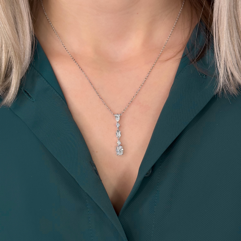 Rose Gold Multi Shaped Lab Grown Diamond Drop (1 5/8ctw)