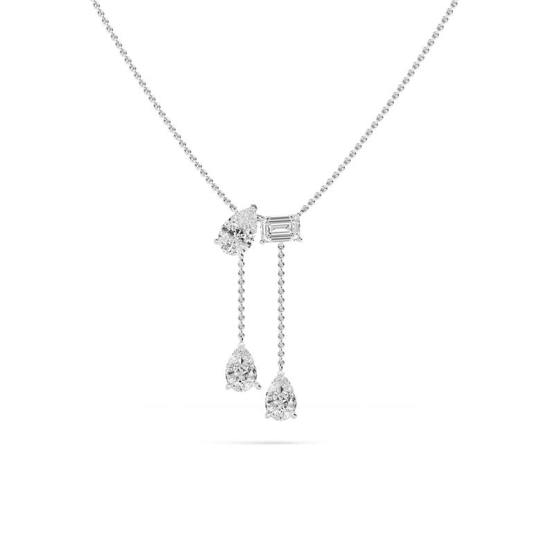 White Gold Toi Et Moi Lab Grown Diamond Drop Necklace (2ctw)