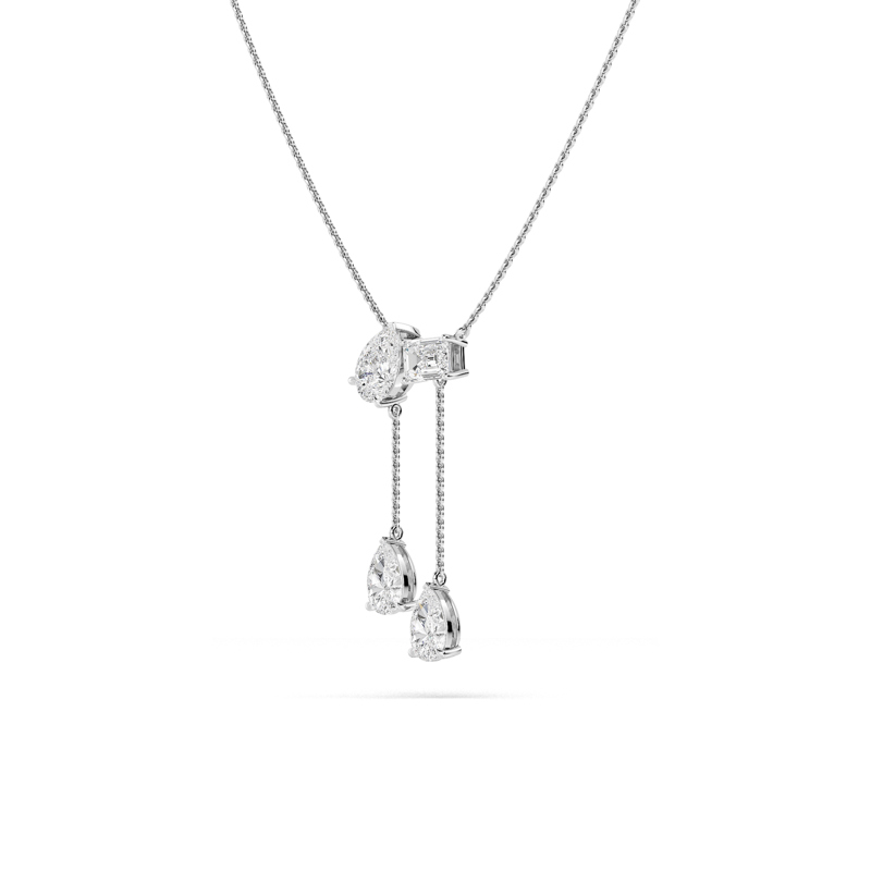White Gold Toi Et Moi Lab Grown Diamond Drop Necklace (2ctw)