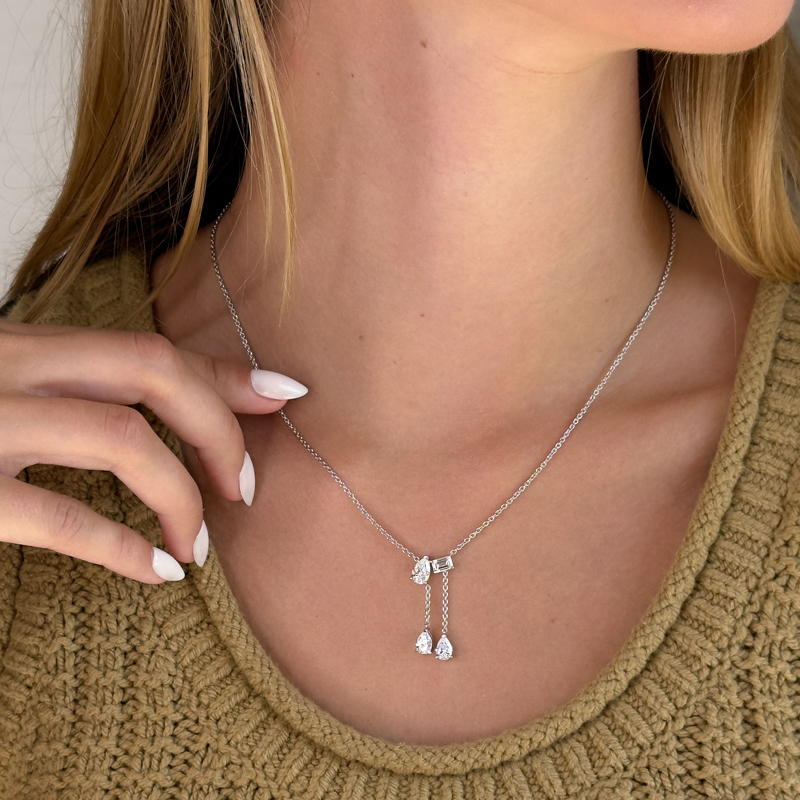 Rose Gold Toi Et Moi Lab Grown Diamond Drop Necklace (2ctw)