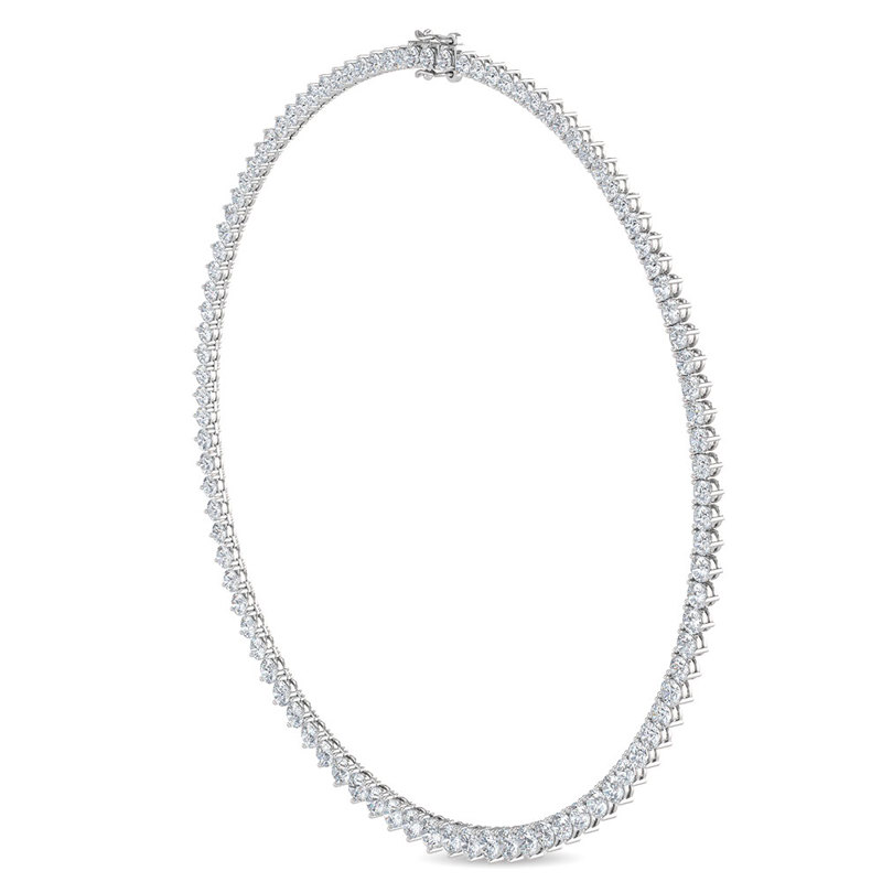 White Gold Graduated Riviera Round Lab Grown Diamond Tennis Necklace (7ctw)