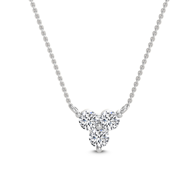 White Gold Three Stone Cluster Lab Grown Diamond Pendant