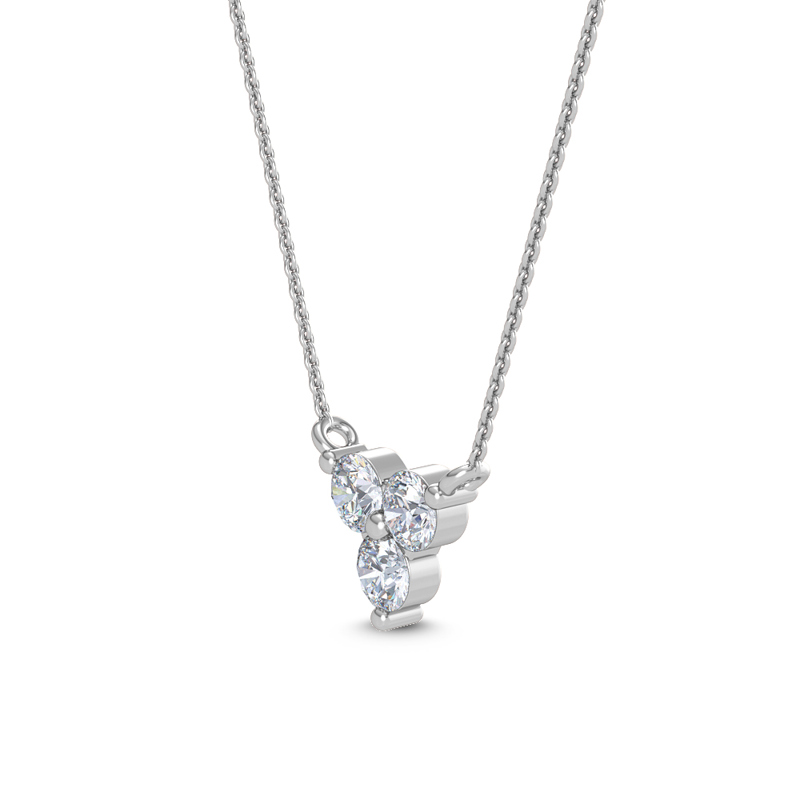 White Gold Three Stone Cluster Lab Grown Diamond Pendant