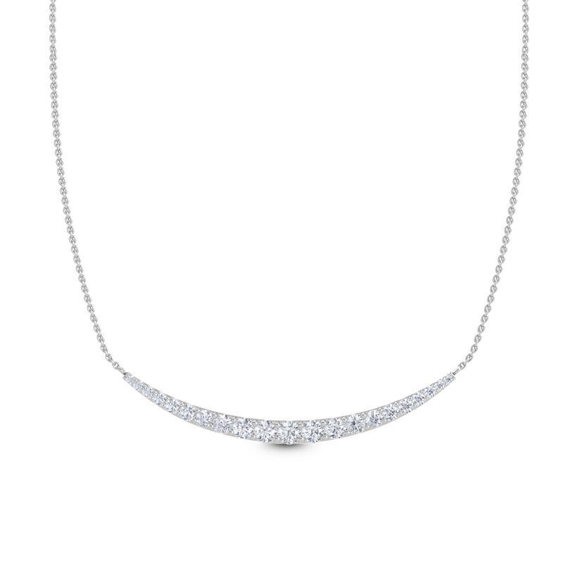 White Gold Curved Lab Grown Diamond Necklace (9/10ctw)