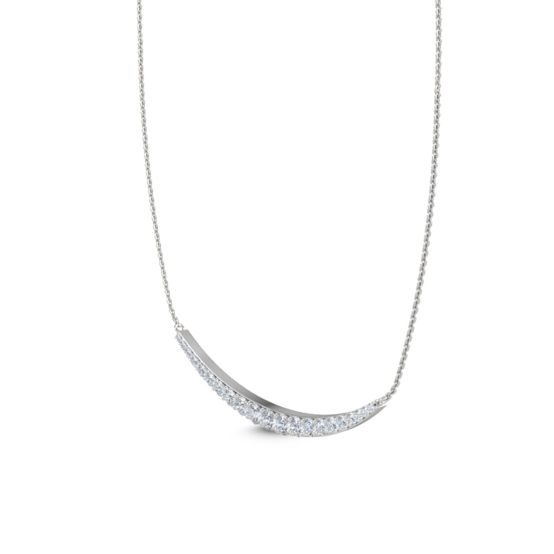 White Gold Curved Lab Grown Diamond Necklace (9/10ctw)