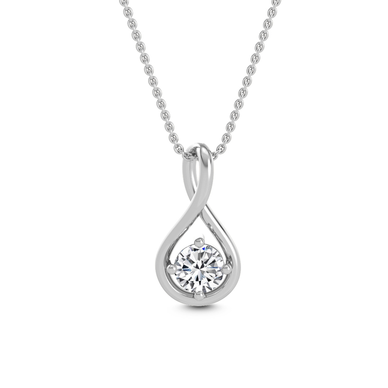 White Gold Swirl Solitaire Lab Grown Diamond Pendant (1/2ct)