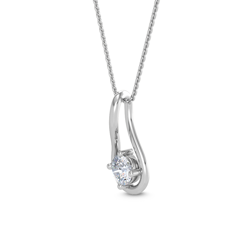 White Gold Swirl Solitaire Lab Grown Diamond Pendant (1/2ct)
