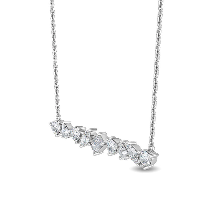White Gold Elegant Shapes Bar Lab Grown Diamond Necklace