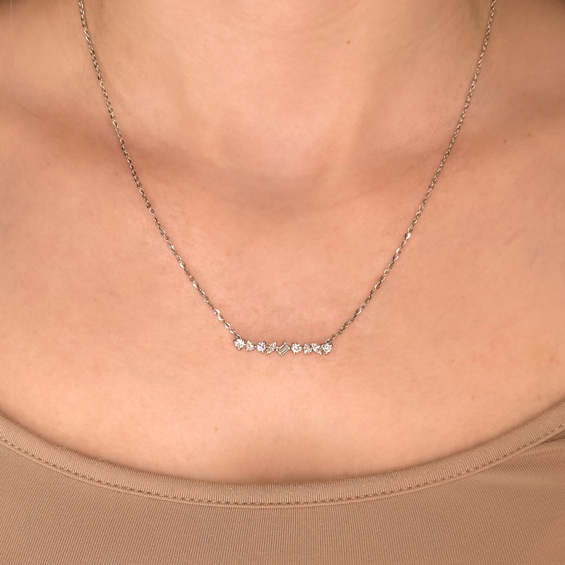 Rose Gold Elegant Shapes Bar Lab Grown Diamond Necklace