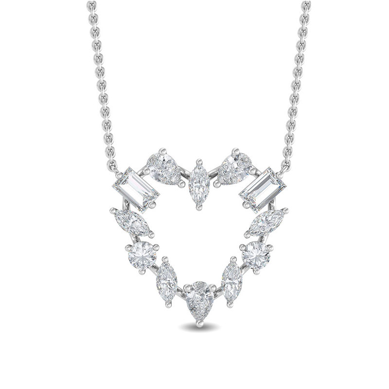 White Gold Elegant Shapes Lab Grown Diamond Heart (1ctw)