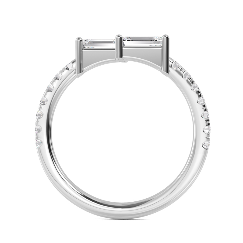 White Gold Lab Grown Diamond Duet Emerald Twist (1ctw)