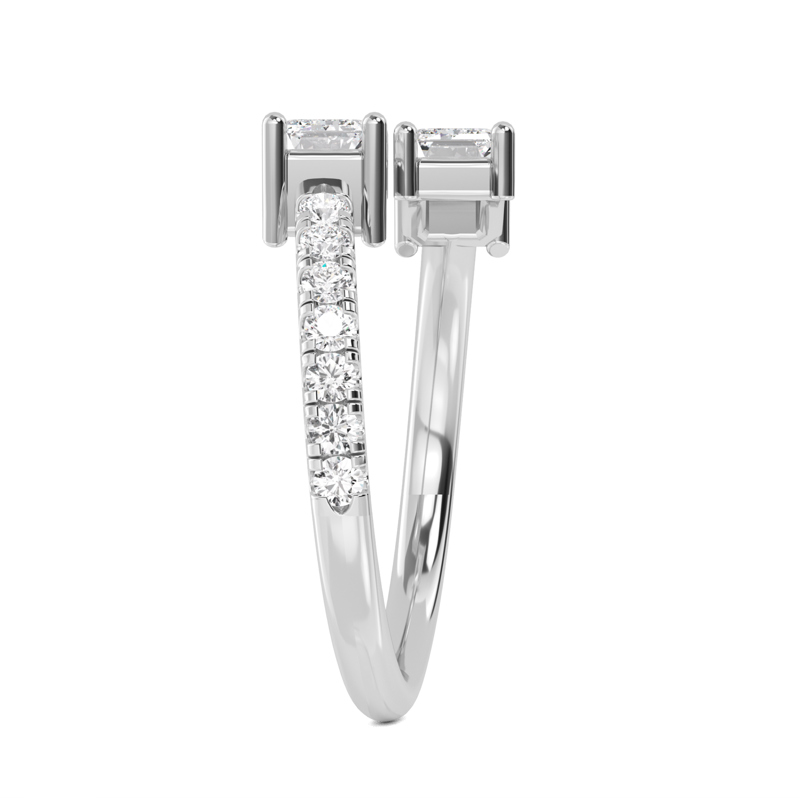 White Gold Lab Grown Diamond Duet Emerald Twist (1ctw)