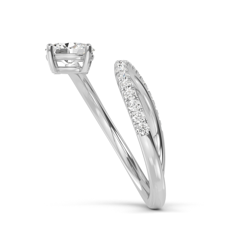 White Gold Khai Oval Open Lab Grown Diamond Ring (1ctw)
