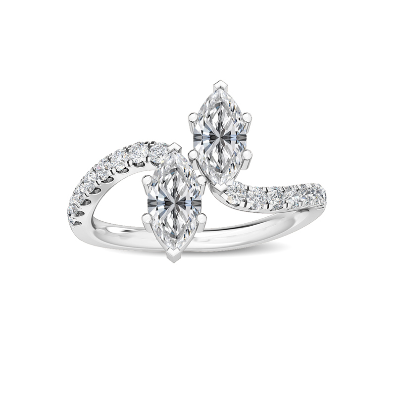 White Gold Lea Marquise Open Lab Grown Diamond Ring (1-1/10ctw)