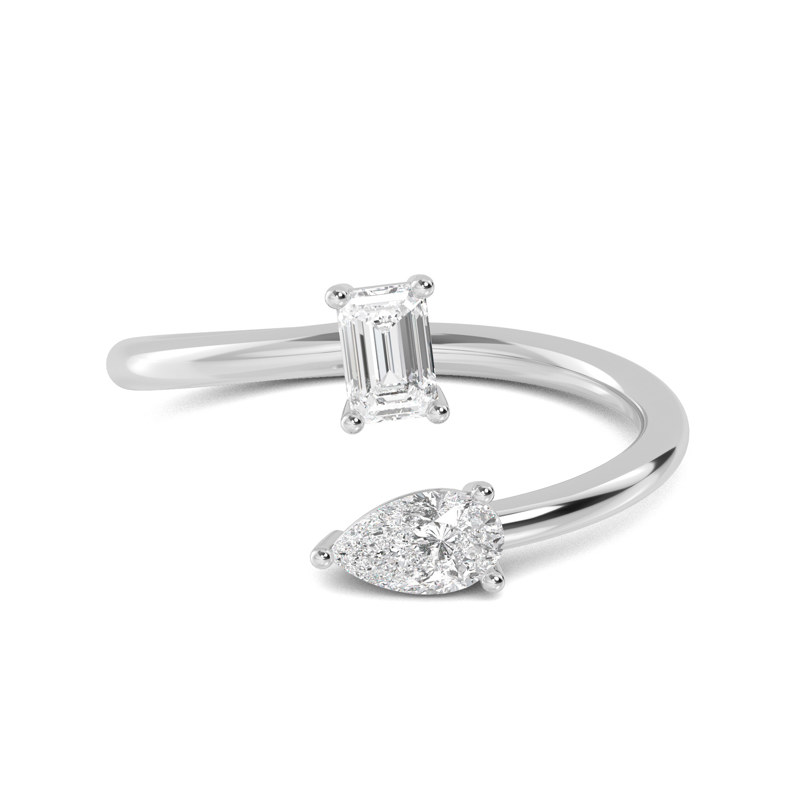 White Gold Lab Grown Diamond Petite Open Toi Et Moi (1/2ctw)