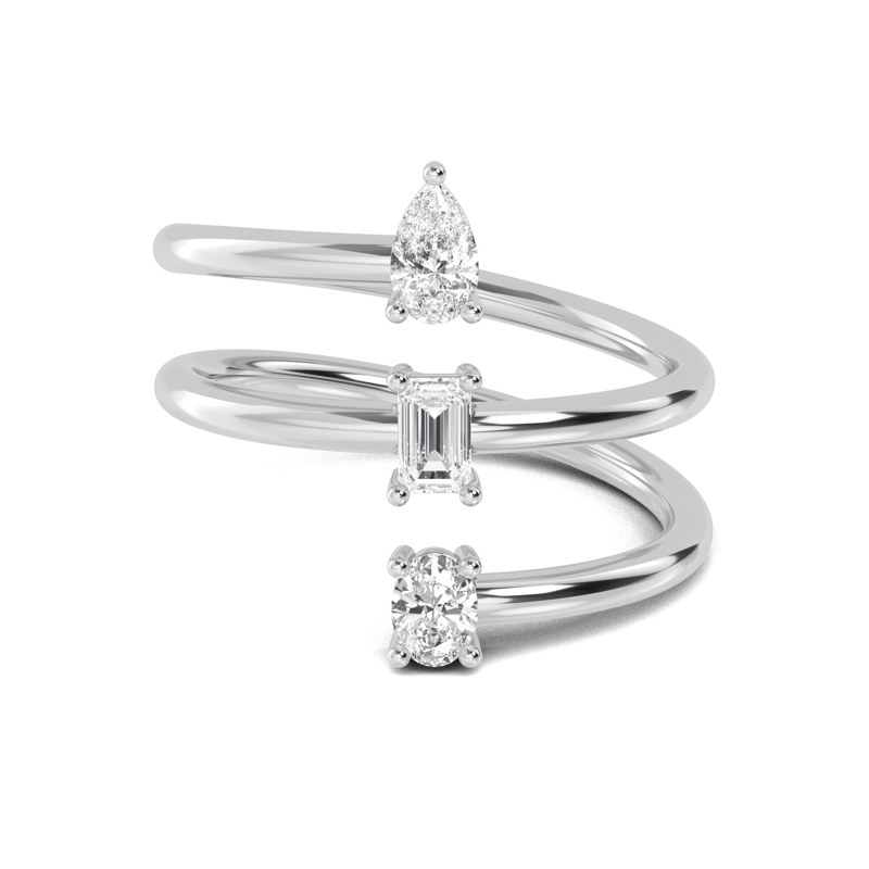 White Gold Tres Lab Grown Diamond Open Ring (3/8ctw)