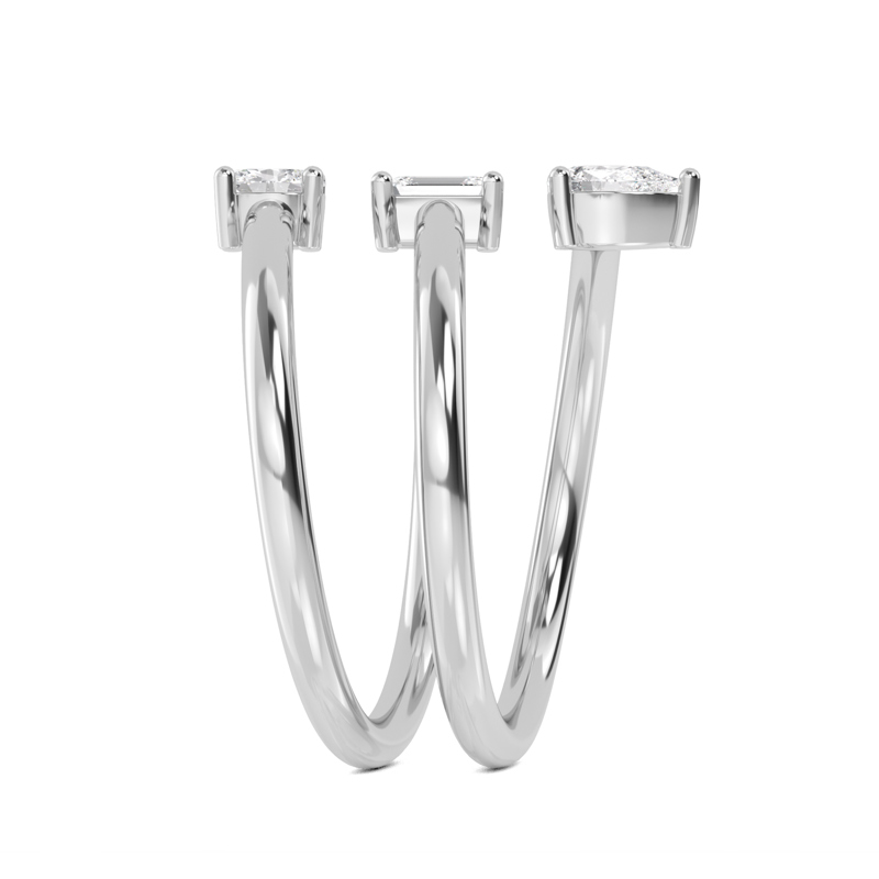 White Gold Tres Lab Grown Diamond Open Ring (3/8ctw)