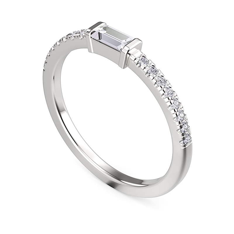 White Gold Lila Baguette Ring (1/4ctw)