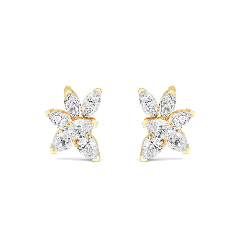 Yellow Gold Lyric Marquise Pear Lab Grown Diamond Earrings (3-1/2ctw)