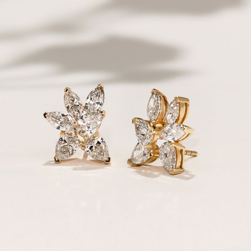 Yellow Gold Lyric Marquise Pear Lab Grown Diamond Earrings (3-1/2ctw)