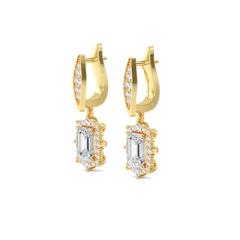 Yellow Gold Orchid Emerald Halo Lab Grown Diamond Drop (2-1/2ctw)