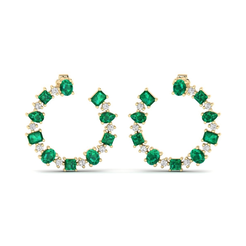 Yellow Gold Emerald Bouquet Earrings