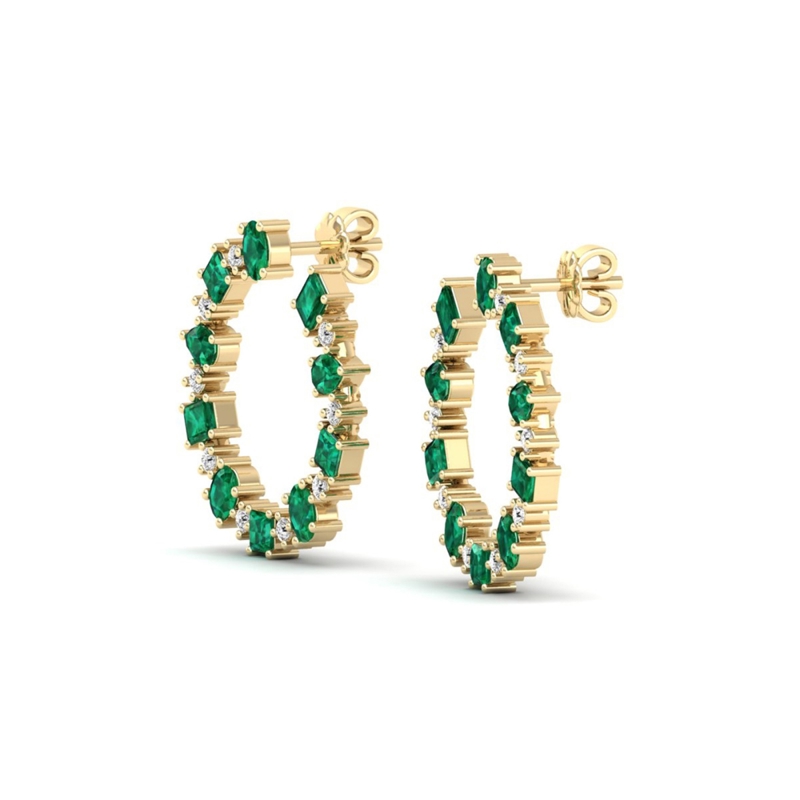 Yellow Gold Emerald Bouquet Earrings