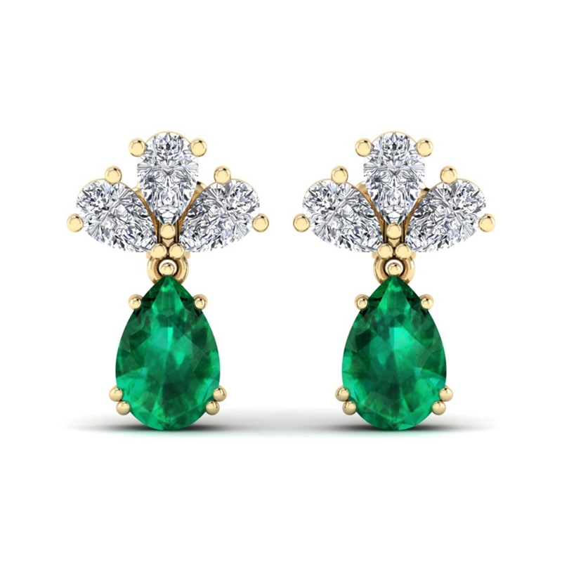 Yellow Gold Dream Emerald Drop Earrings
