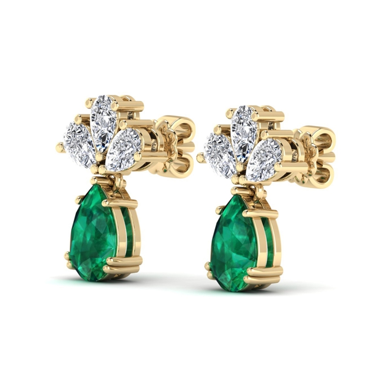 Yellow Gold Dream Emerald Drop Earrings