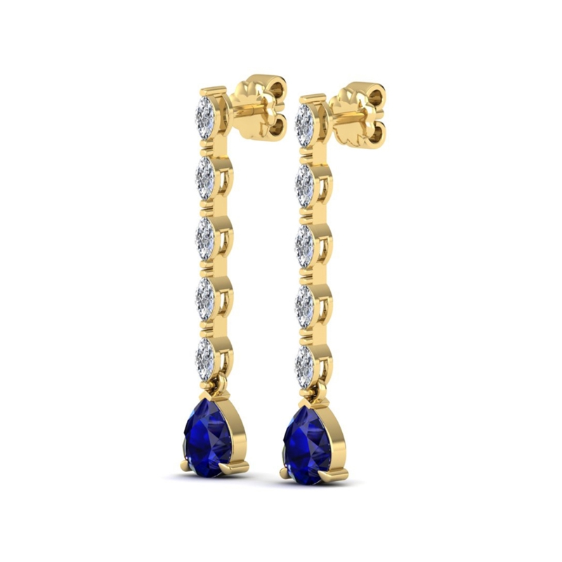 Yellow Gold Mylah Sapphire Drop Earrings