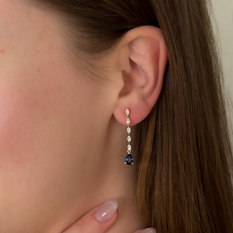Rose Gold Mylah Emerald Drop Earrings