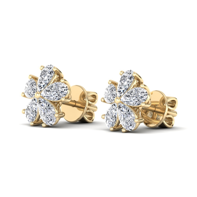 Yellow Gold Pear Bloom Earrings (2ctw)