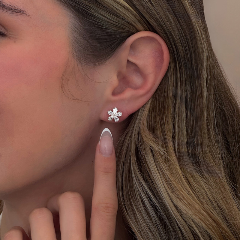 Rose Gold Pear Bloom Earrings (2ctw)