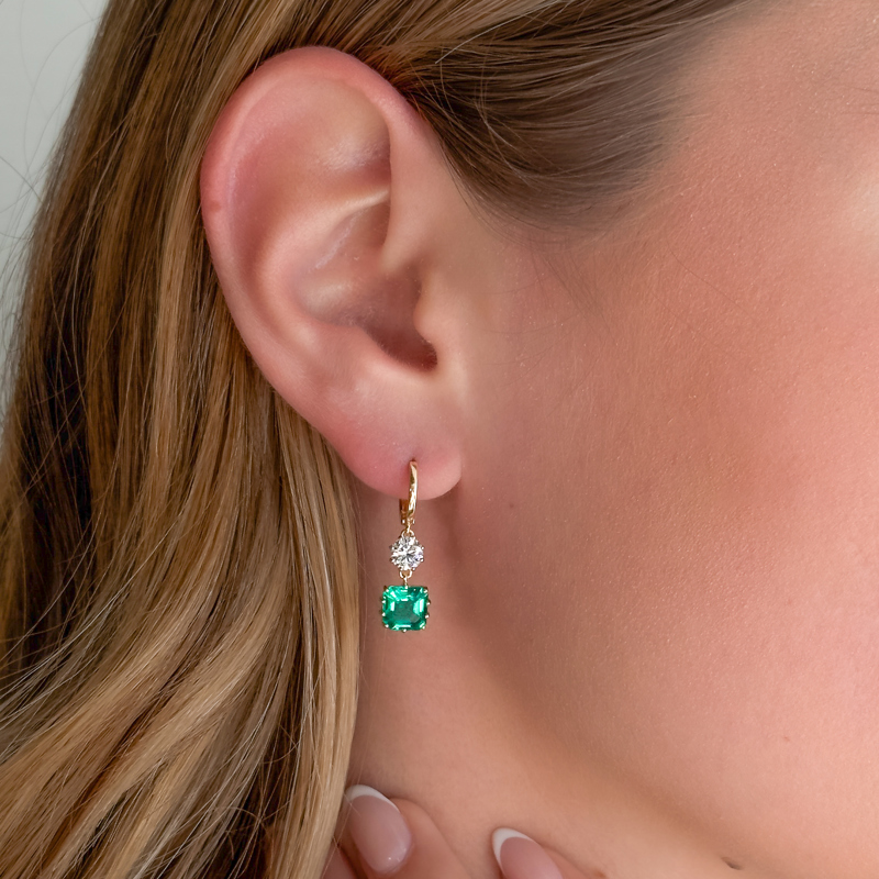 Rose Gold Antique Inspired Emerald Drop