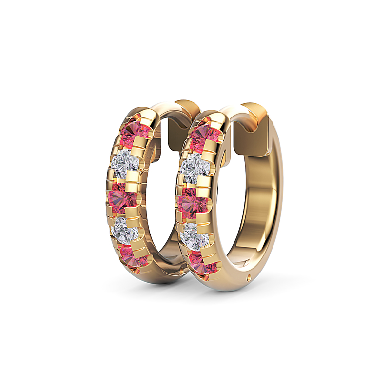 Yellow Gold Ruby Amelia Petite Huggies