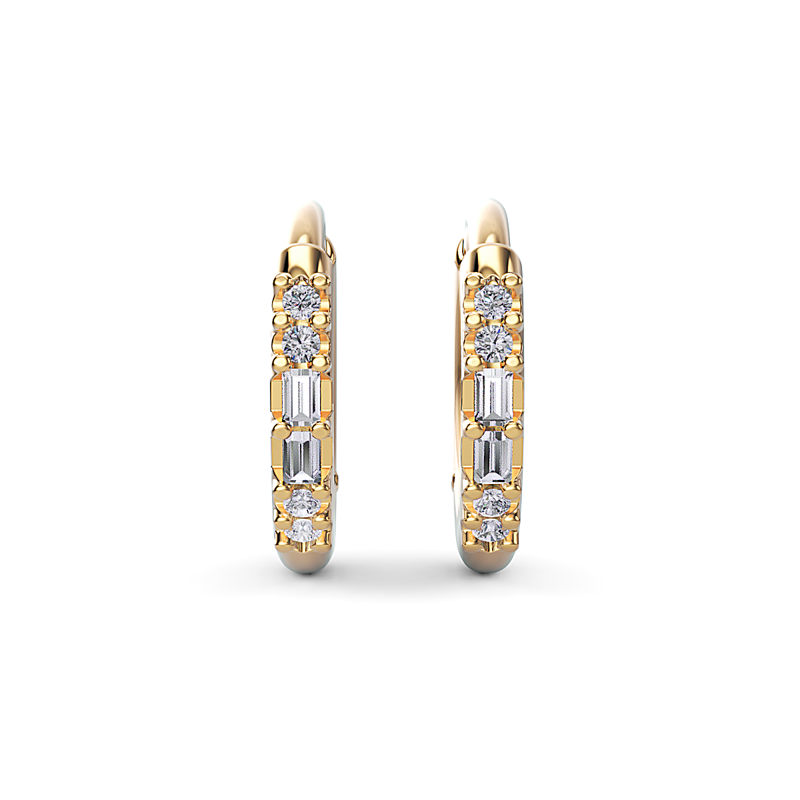 Yellow Gold Violet Diamond Huggie Earrings