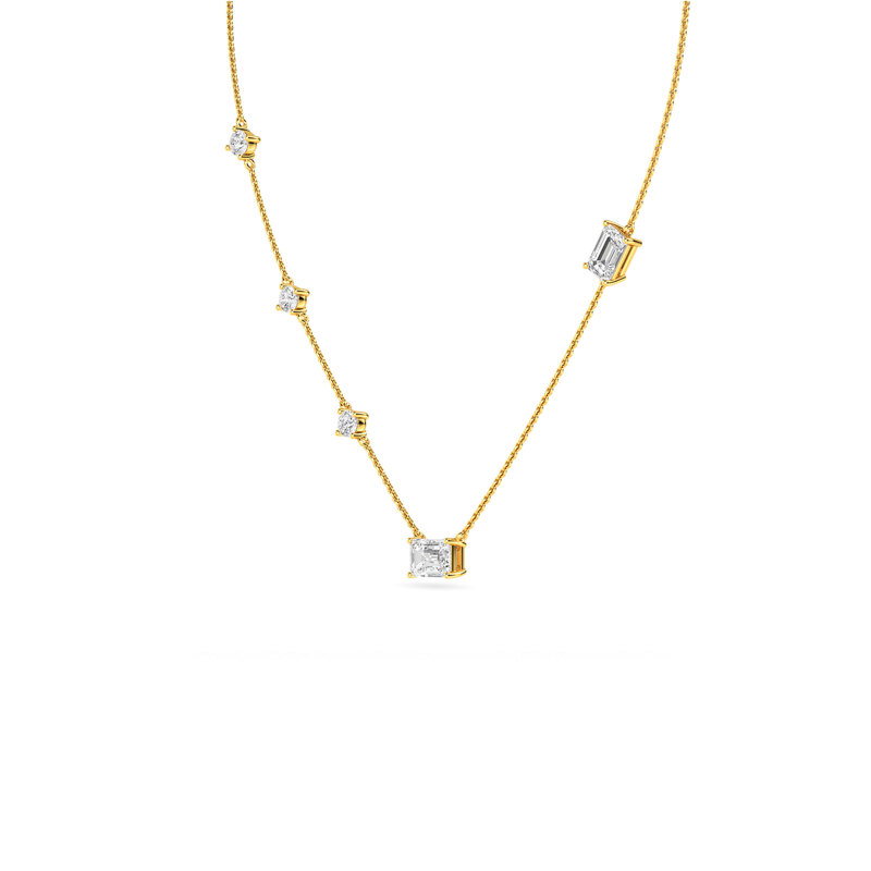 Yellow Gold Emerald Strand Lab Grown Diamond Necklace (1 1/2ctw)