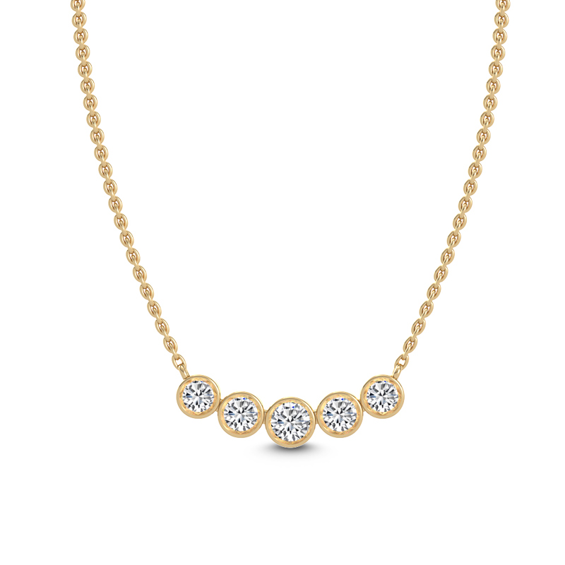 Yellow Gold Bubble Curved Lab Grown Diamond Pendant
