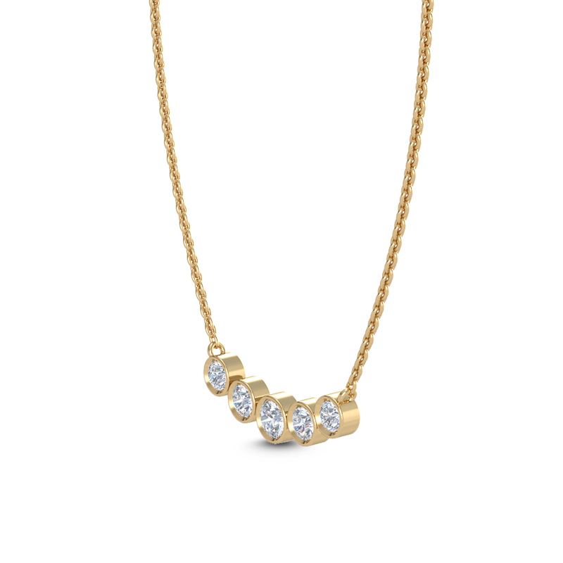 Yellow Gold Bubble Curved Lab Grown Diamond Pendant