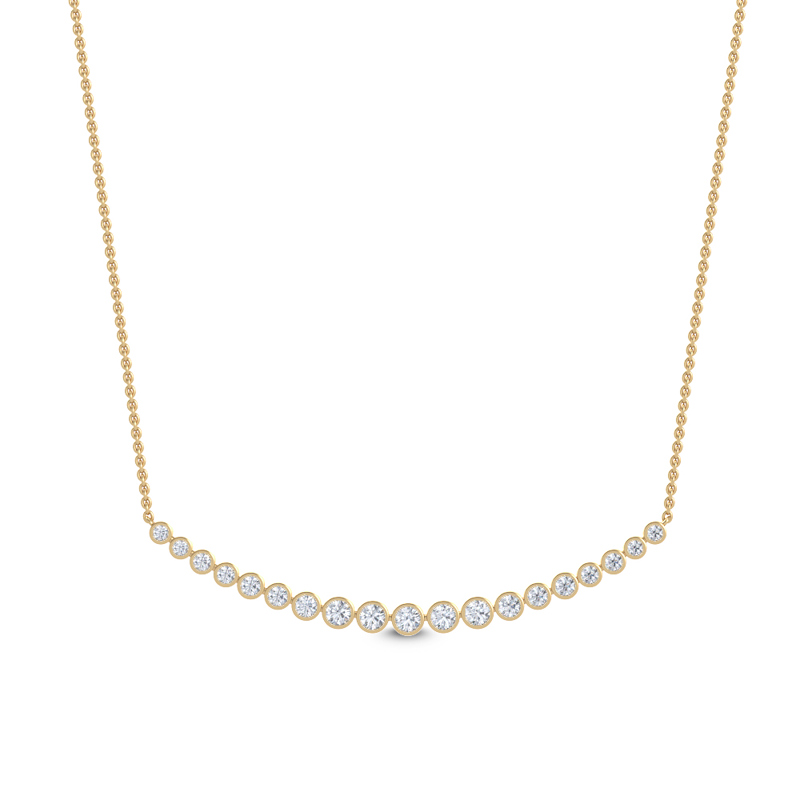 Yellow Gold Curved Bezel Lab Grown Diamond Necklace (1/2ctw)